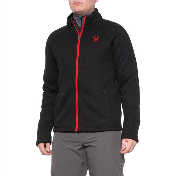 👇🏽SALE‼️🕷️🆕 Spyder Black-Red Steller Bonded Fleece Jacket Sz Small - Picture 1 of 12